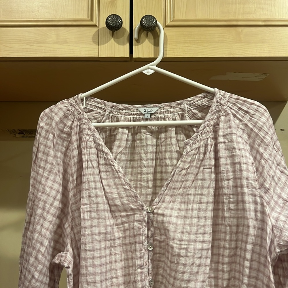 Rails Plaid Pullover. Pink Based With Gathered Sl… - image 3